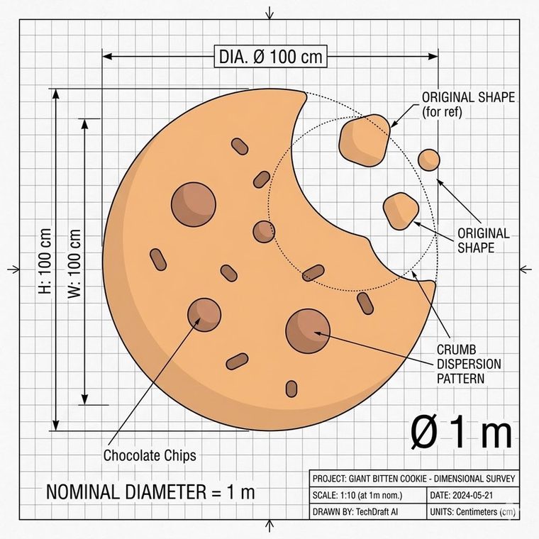 Technical dimensional drawing