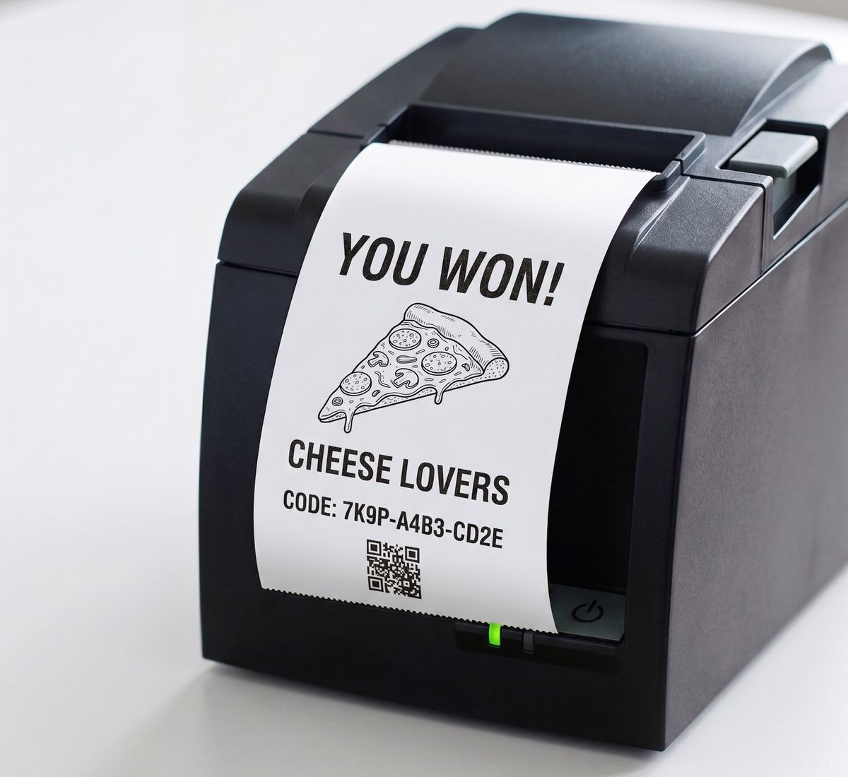 Thermal receipt printer with a win voucher
